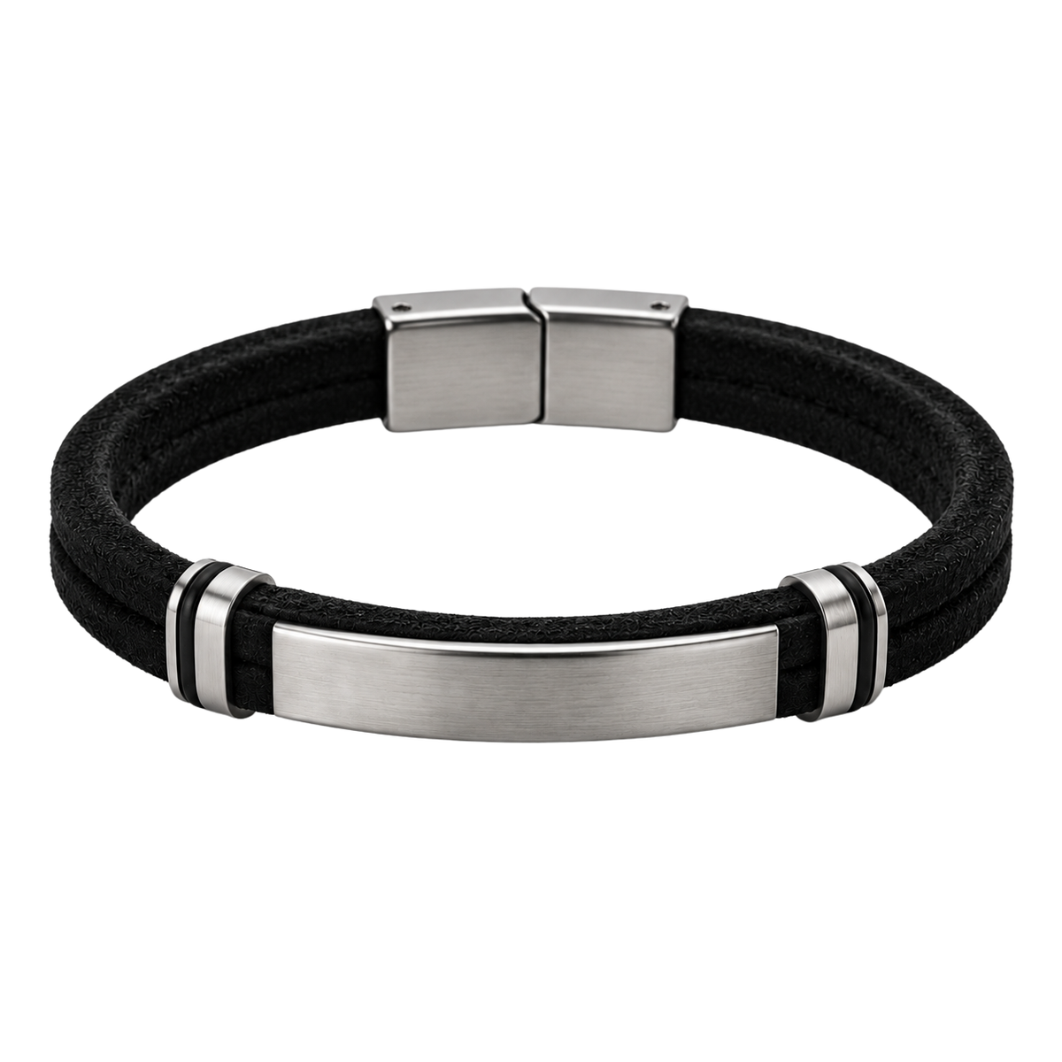 Premium Suede & Stainless Steel Bracelet – Black