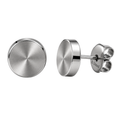 Brushed Stainless Steel Disc Stud Earrings – Silver