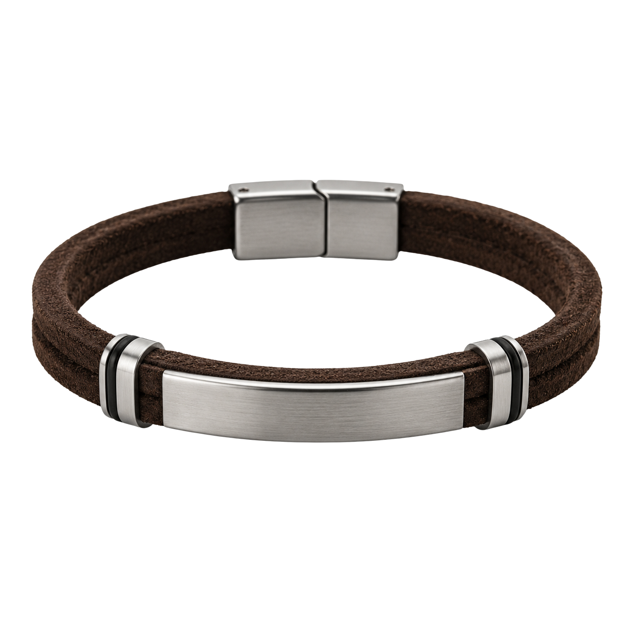 Premium Suede & Stainless Steel Bracelet – Chocolate Brown